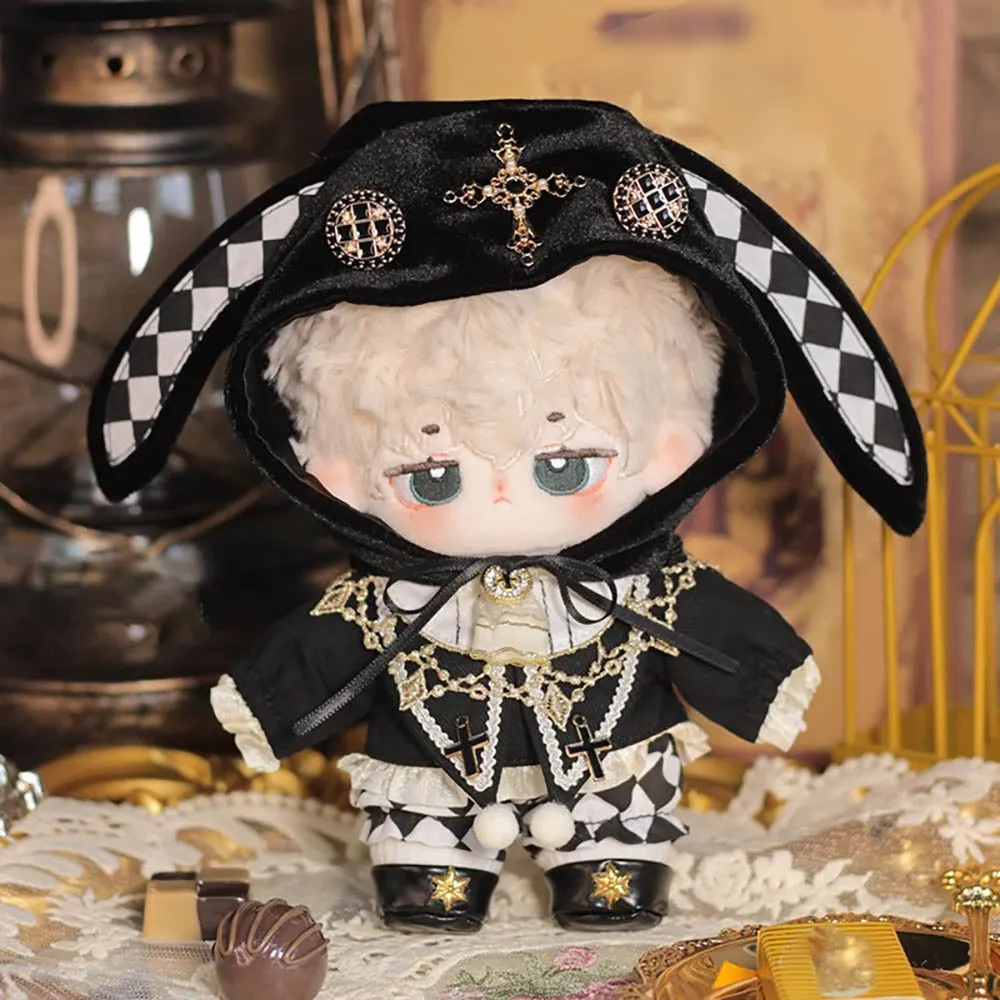 niannyyhouse Hat Coat Plaid Pants Shoes 10cm 15cm 20cm Plush Doll Black Golden Outfit Dress Up Accessories