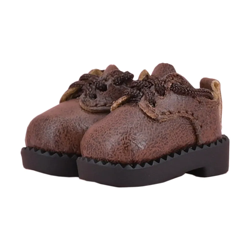 niannyyhouse Ob11 Matte Round Head Vintage Leather Shoes 1/12 BJD Doll Body Accessories