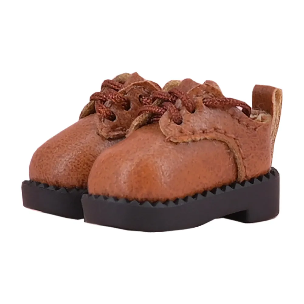 niannyyhouse Ob11 Matte Round Head Vintage Leather Shoes 1/12 BJD Doll Body Accessories