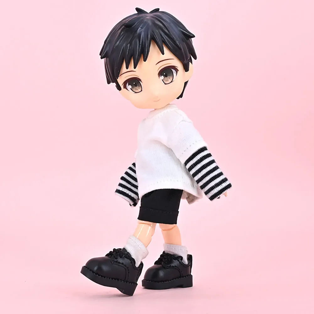 niannyyhouse Ob11 Matte Round Head Vintage Leather Shoes 1/12 BJD Doll Body Accessories