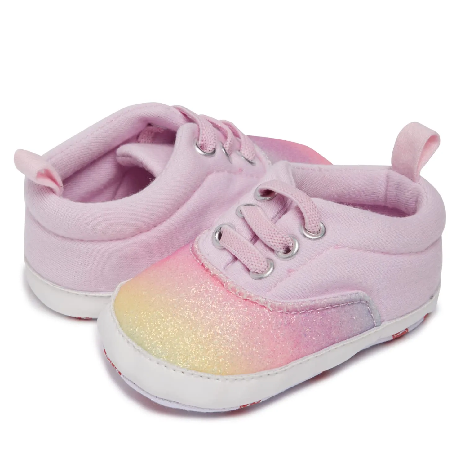 Nuby Baby Girls Elastic Band Tennis Shoes, Soft Gripper Sole Crib & First Walking Infant Sneakers