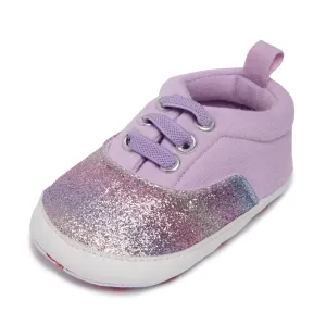 Nuby Baby Girls Elastic Band Tennis Shoes, Soft Gripper Sole Crib & First Walking Infant Sneakers