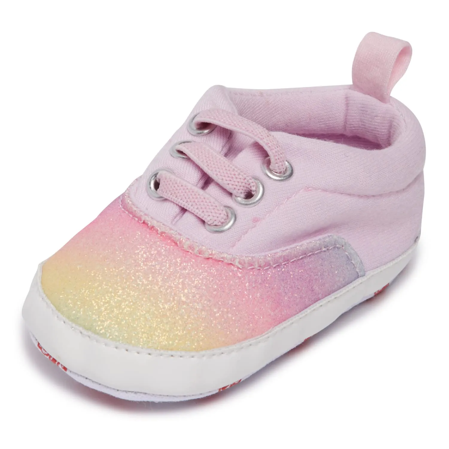Nuby Baby Girls Elastic Band Tennis Shoes, Soft Gripper Sole Crib & First Walking Infant Sneakers