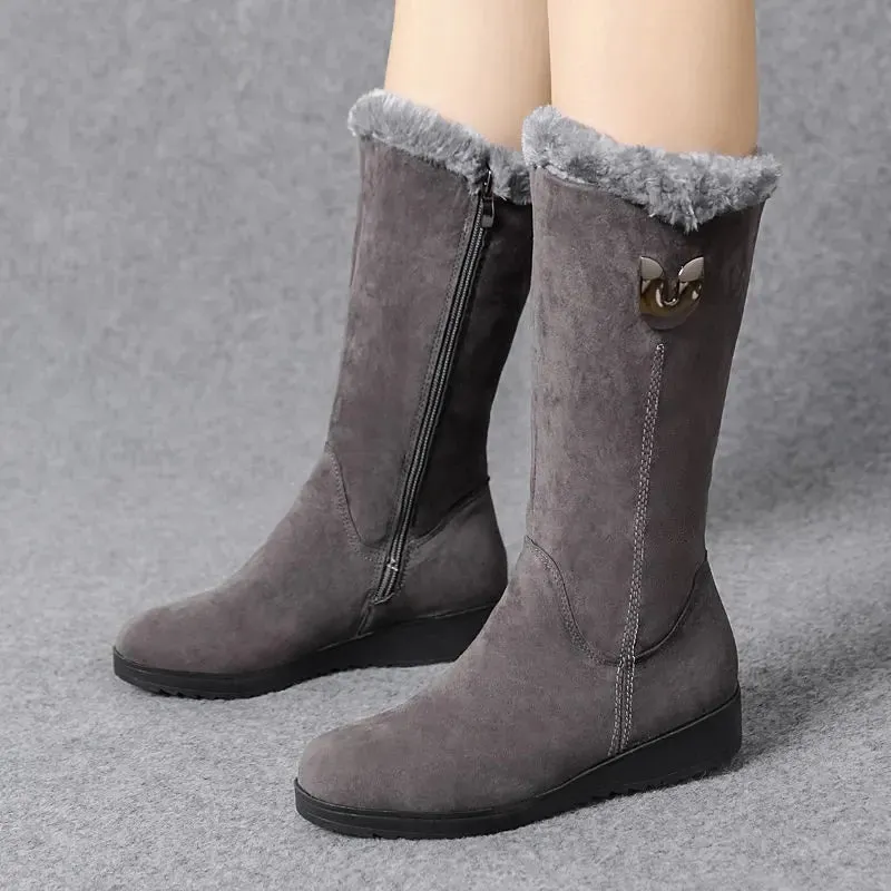 OCW Women Snow Winter Suede Boots Warm Fur Inside Modern Design Shoes