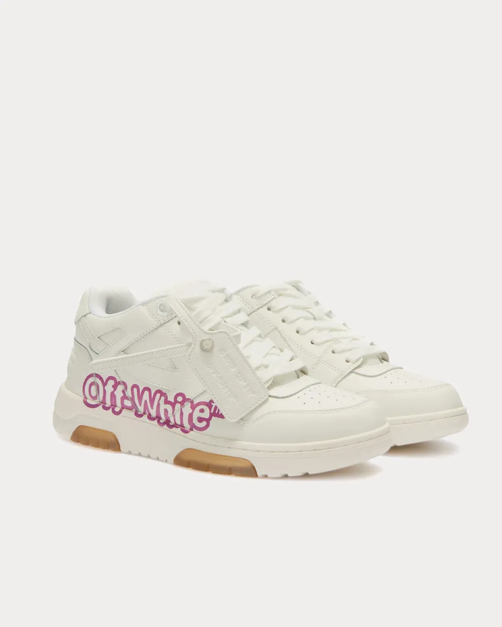 Out Of Office "Ooo" Logo White / Fuchsia Low Top Sneakers