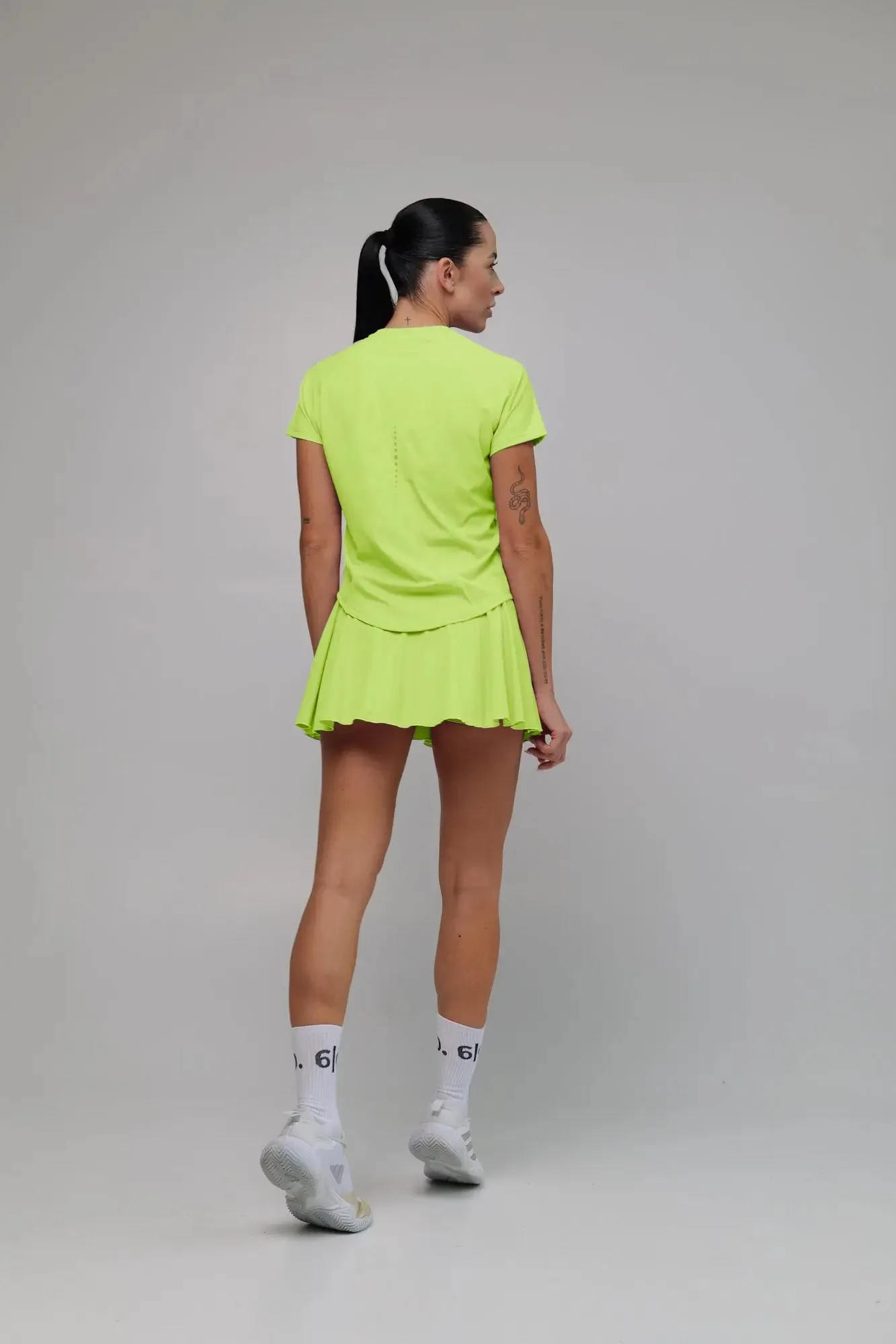 Pink stretchy material shirt and skirt set (without bra)