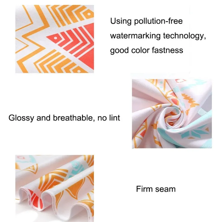 Printed Solid Color Beach Vacation Swimming Bath Towel Beach Towel, Color: Lake Blue Needle Leaf(Round Mesh Bag)