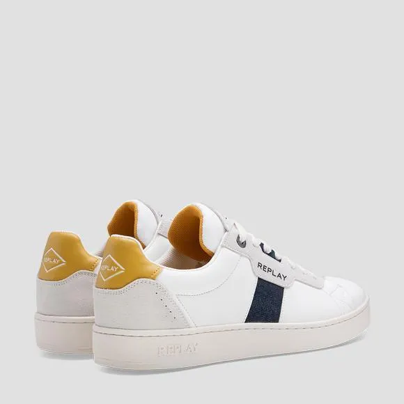REPLAY "Smash Denim" White Leather Sneakers