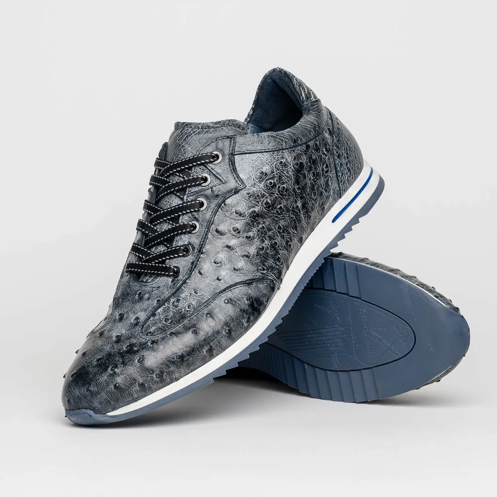 Rio Ostrich Quill Sneaker in Black Denim by Zelli Italia