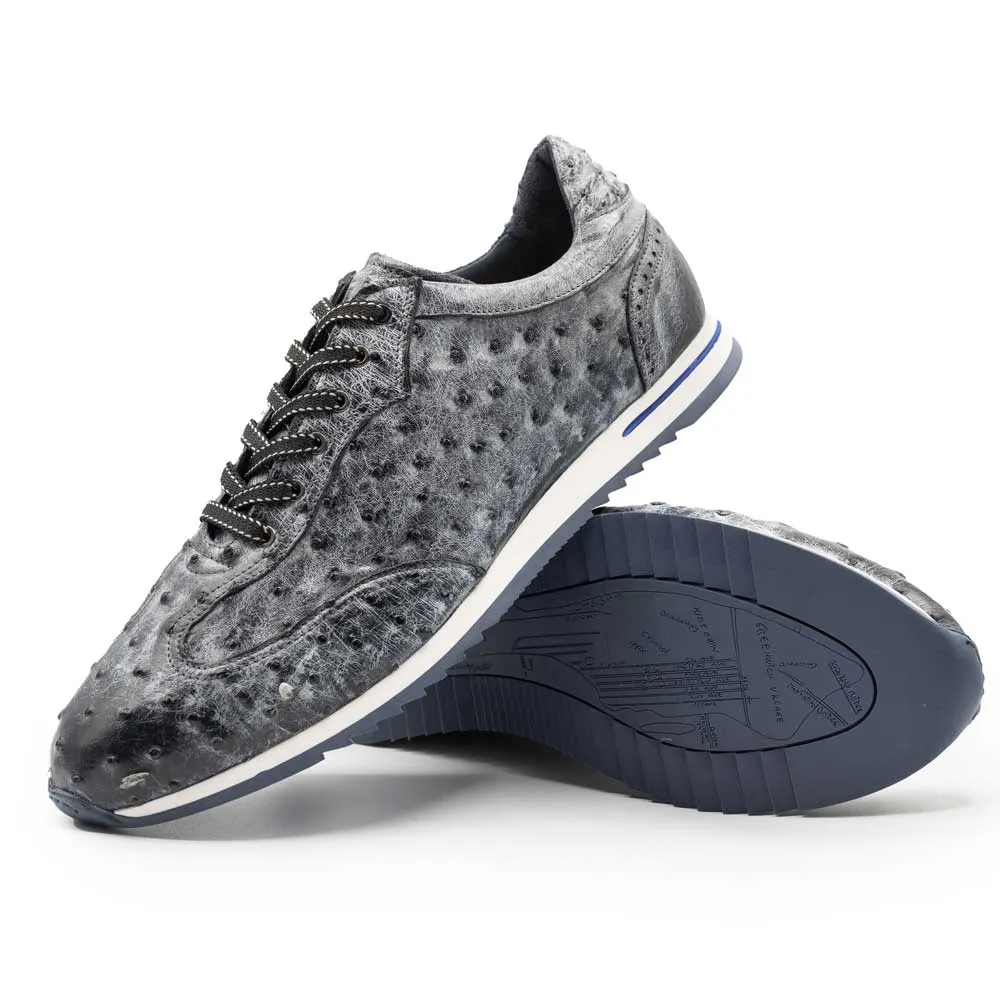 Rio Ostrich Quill Sneaker in Black Denim by Zelli Italia