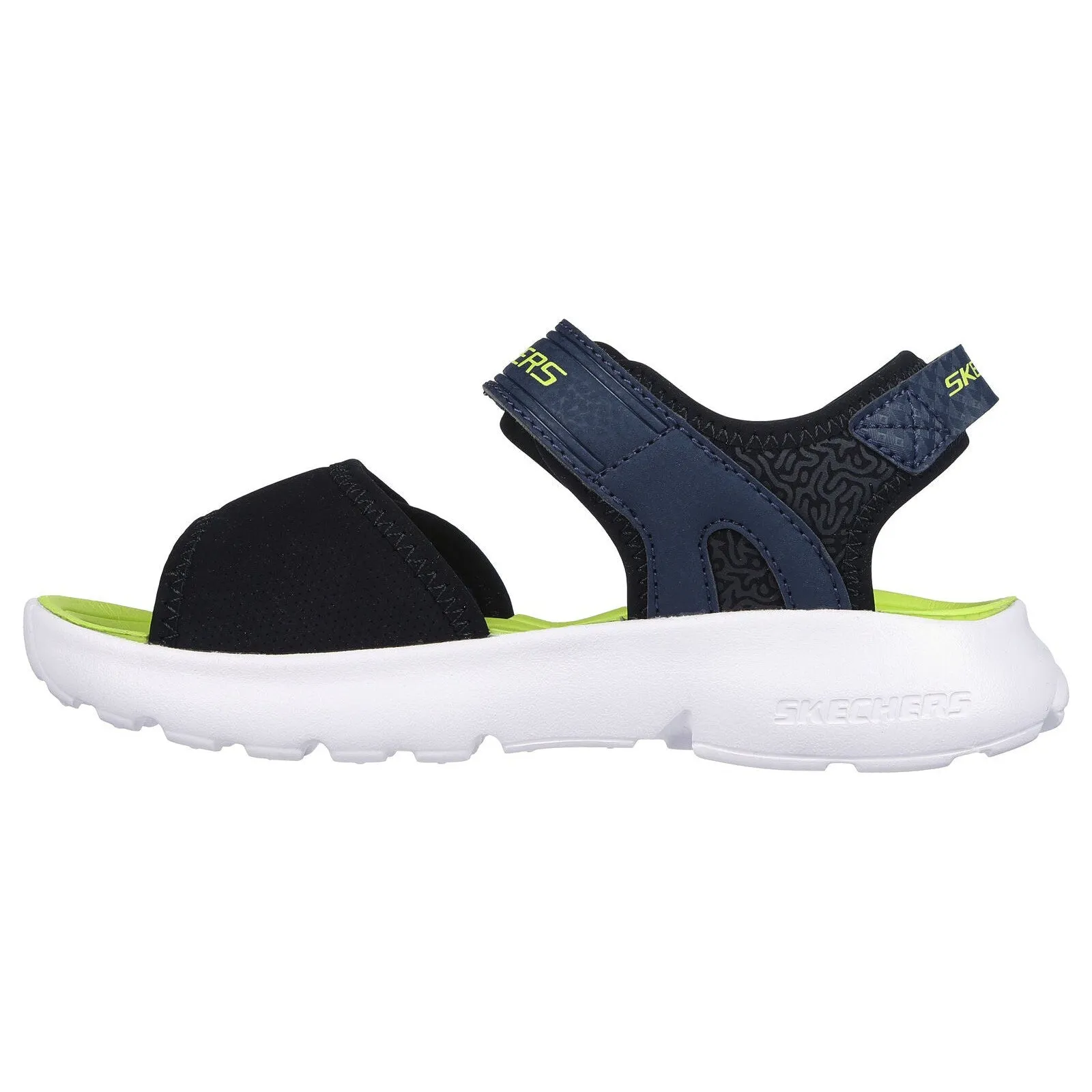 Skechers 406512L Razor Splash Boys Black, Navy And Lime Synthetic Touch Fastening Sandals