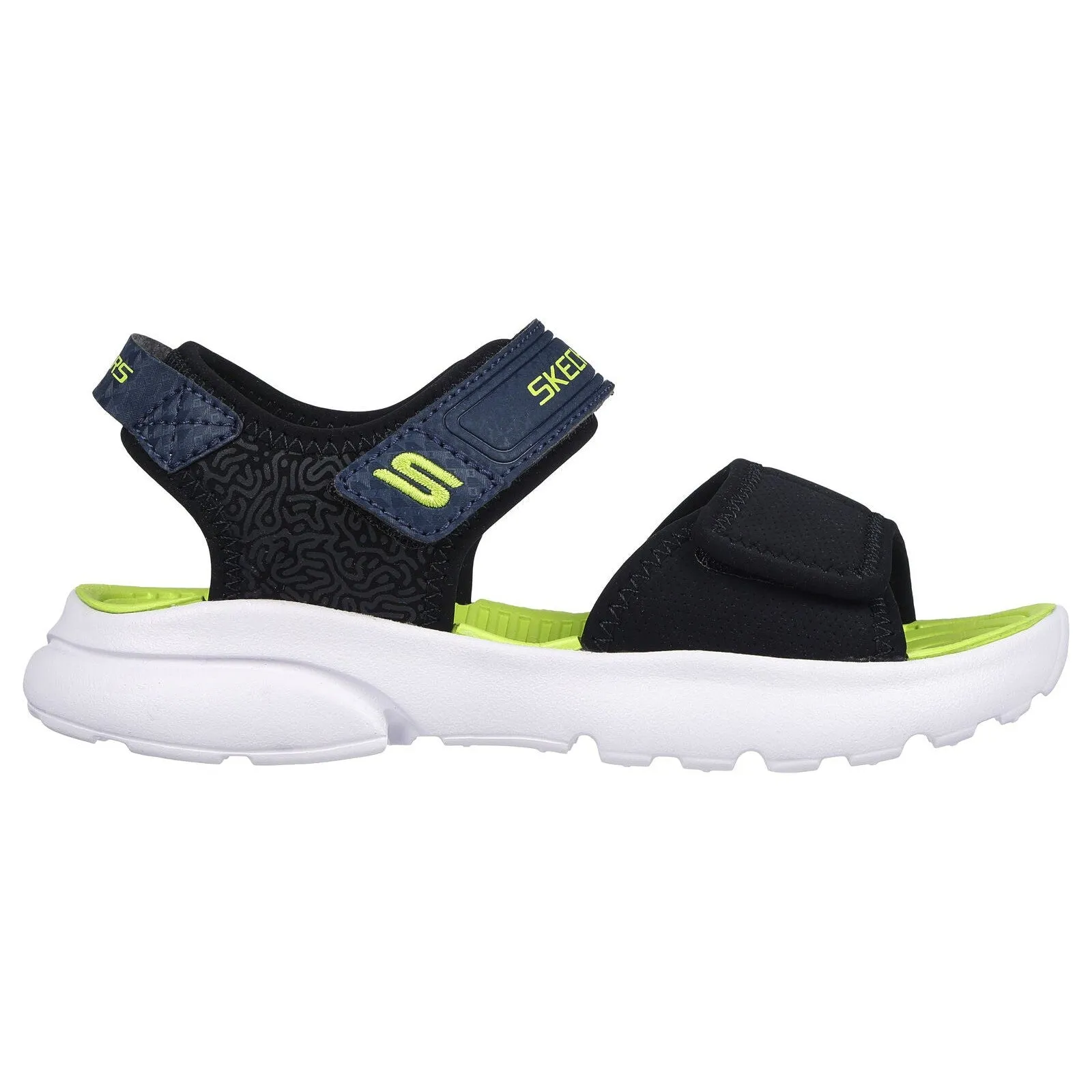 Skechers 406512L Razor Splash Boys Black, Navy And Lime Synthetic Touch Fastening Sandals