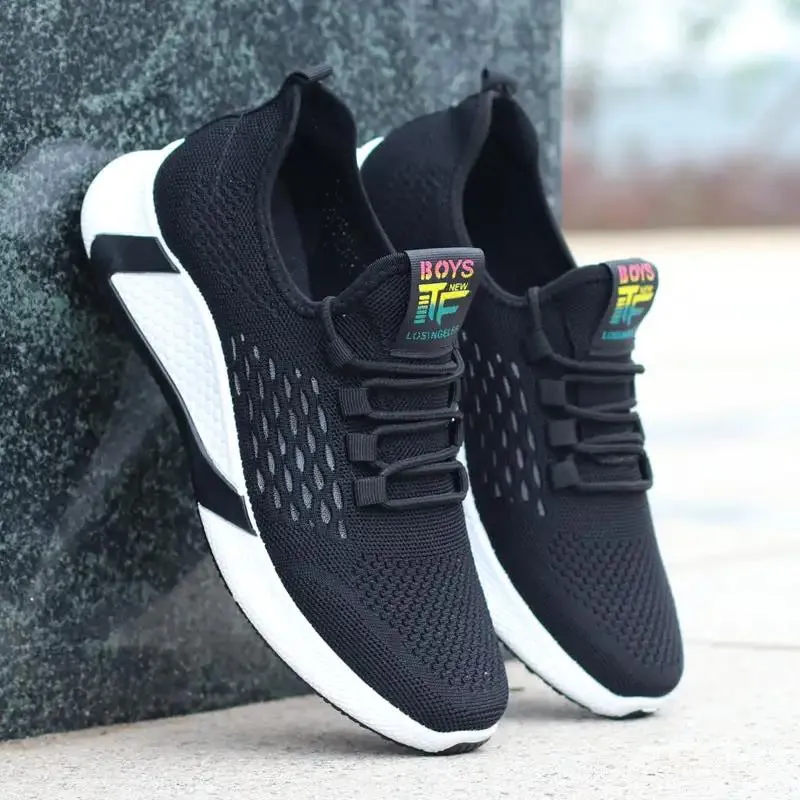 Sneakers New Sports Shoes Men's Breathable Casual Mesh Shoes Comfort Increase Lace-up Non-slip Low-top Running Shoes