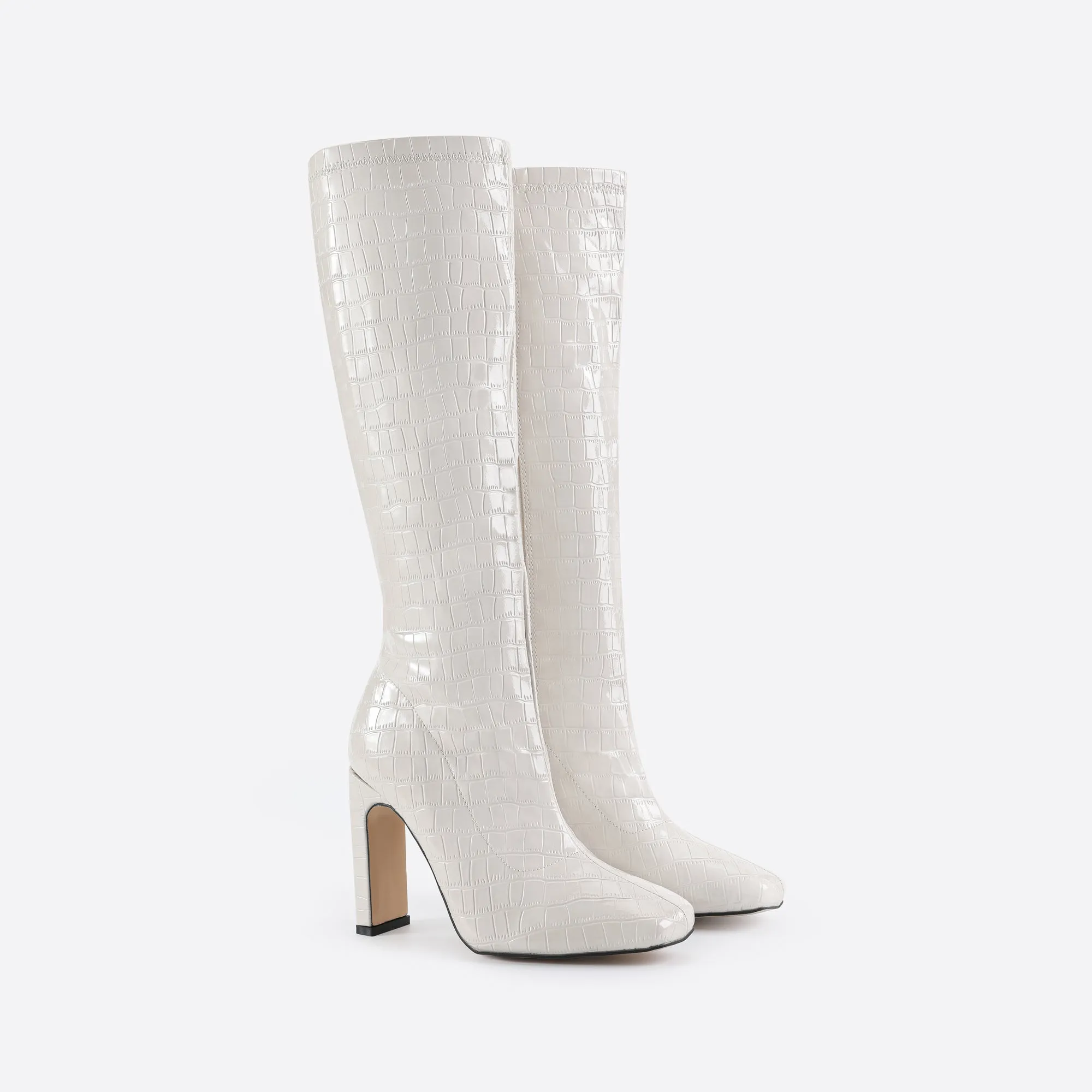 Sohiwoo Women Women Square-Toe Side Zip Boots