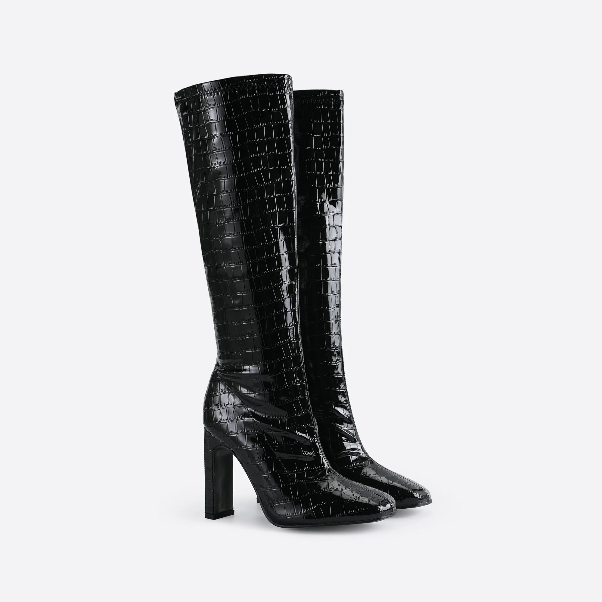 Sohiwoo Women Women Square-Toe Side Zip Boots