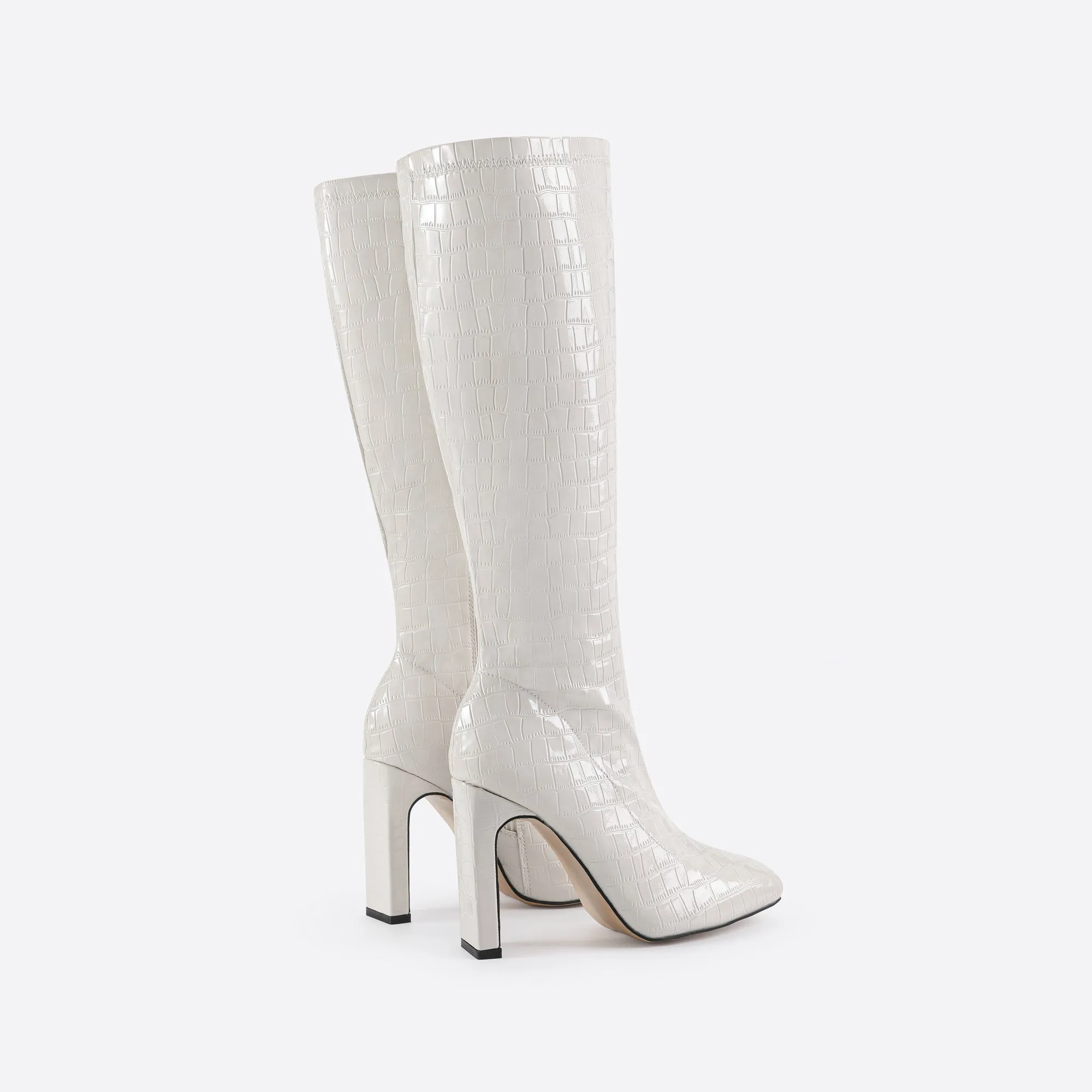Sohiwoo Women Women Square-Toe Side Zip Boots