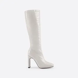 Sohiwoo Women Women Square-Toe Side Zip Boots