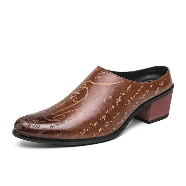 Square High Heel PU Mules Shoes
