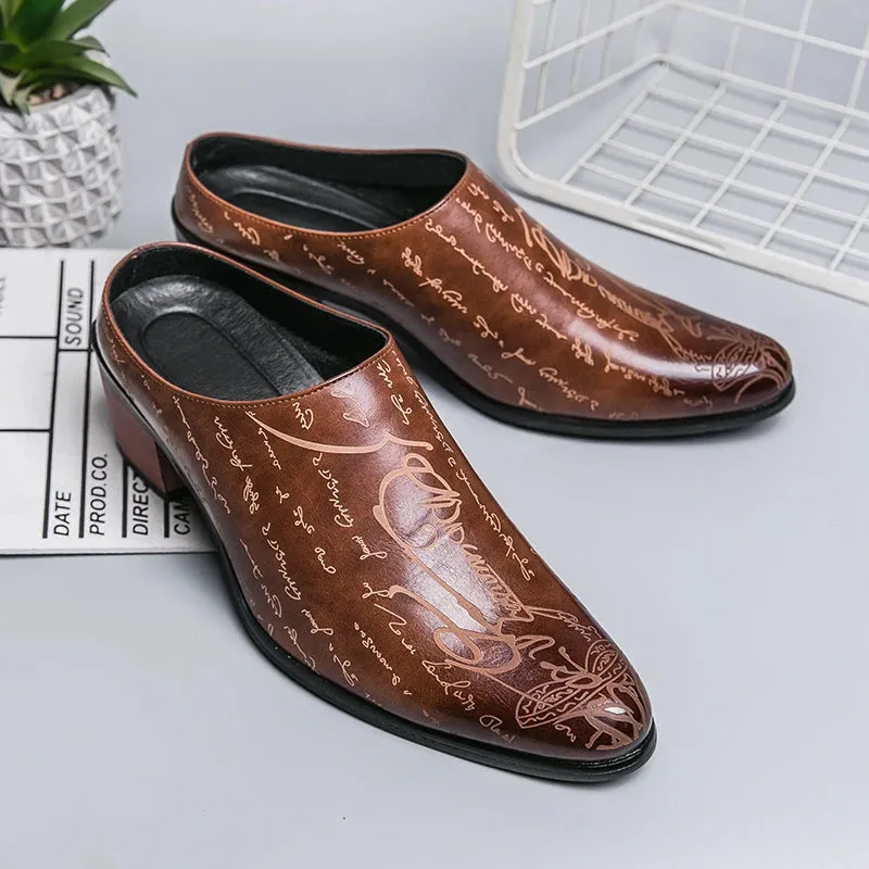 Square High Heel PU Mules Shoes