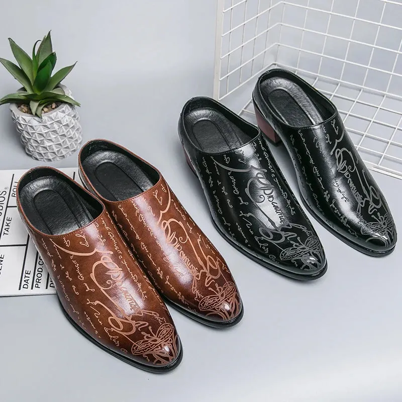 Square High Heel PU Mules Shoes