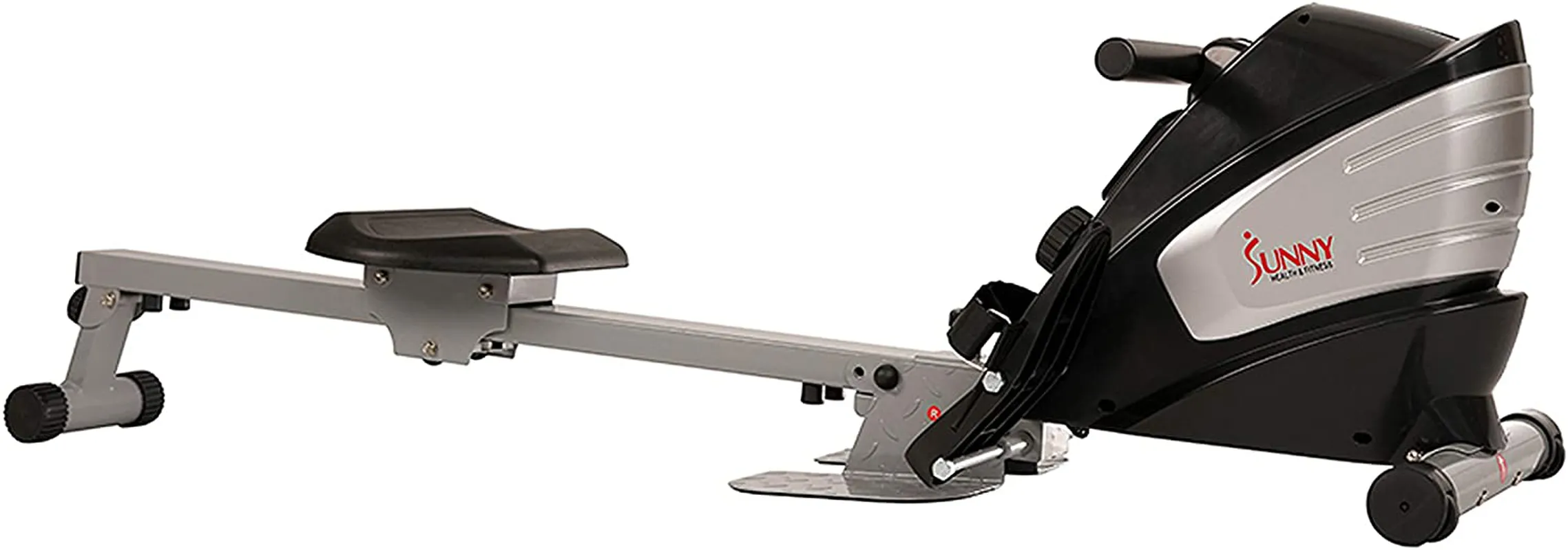 Sunny Health & Fitness Dual Function Magnetic Rowing Machine w/ Digital Monitor, Multi-Exercise Step Plates, 275 LB Max Weight and Foldable - SF-RW5622