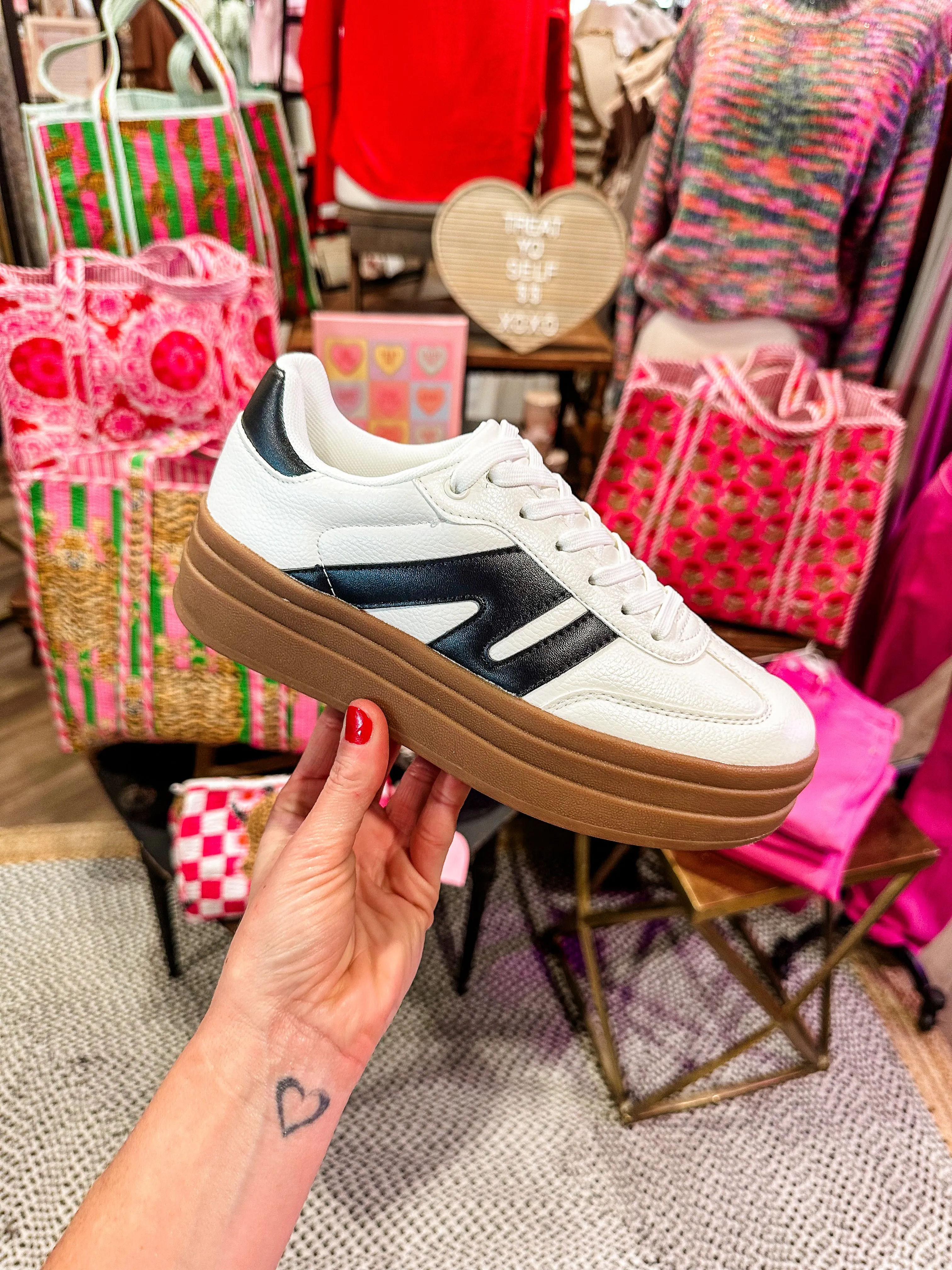 Todd Black   White Platform Sneaker