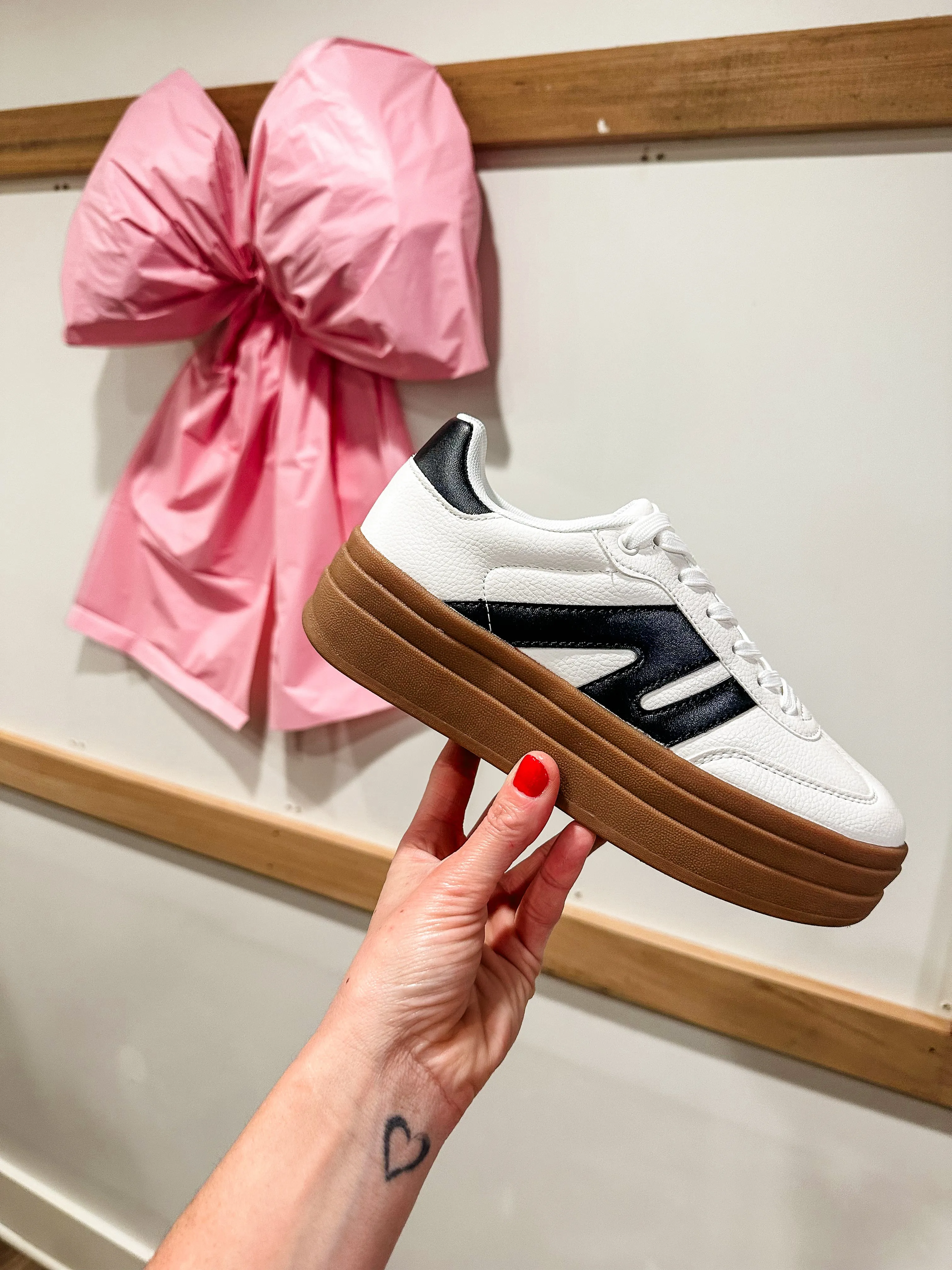 Todd Black   White Platform Sneaker
