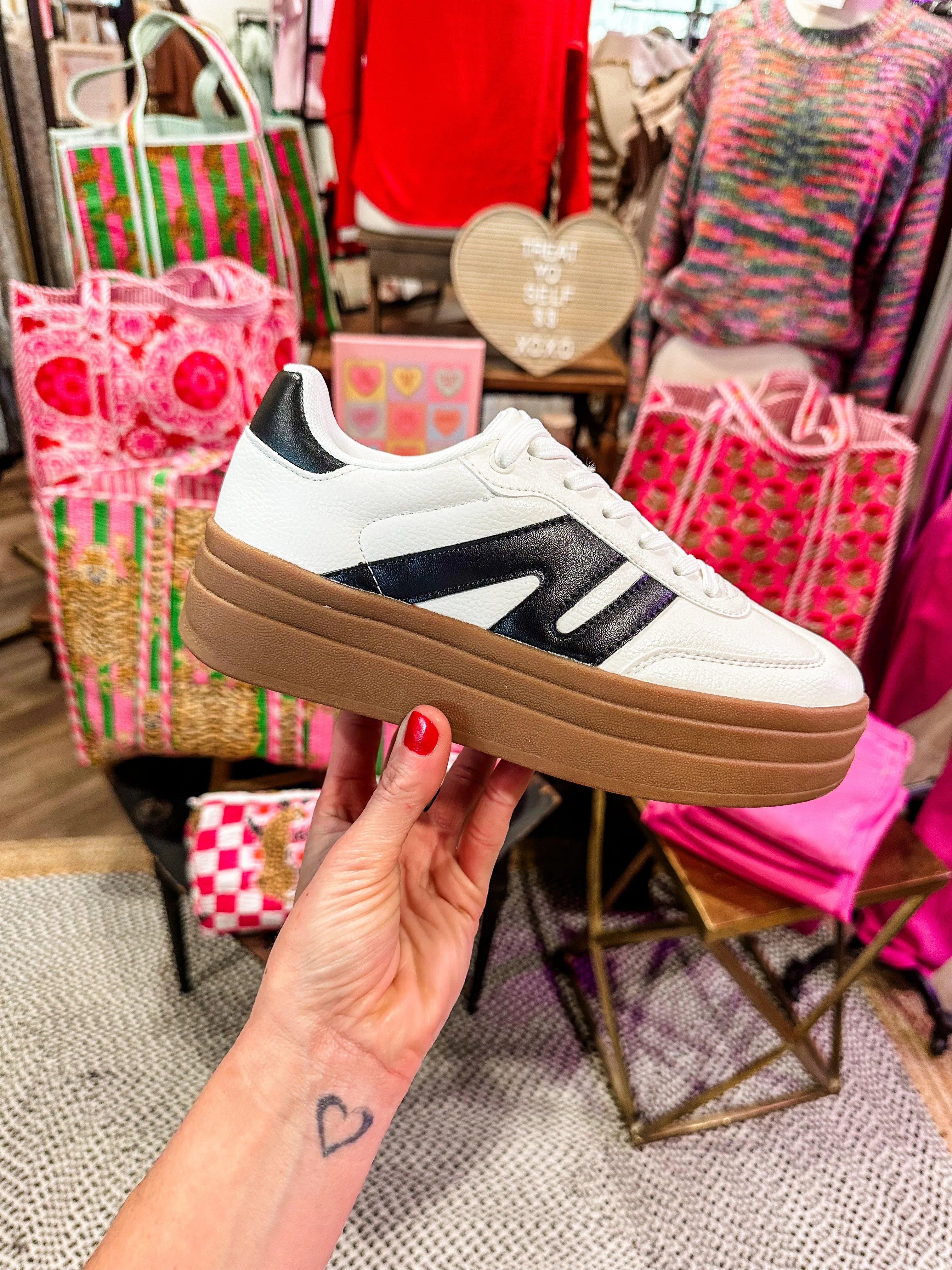 Todd Black   White Platform Sneaker