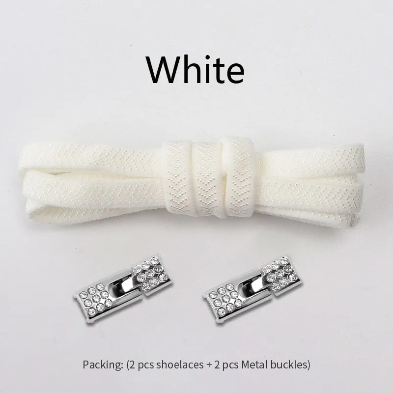 Trendy Elastic Shoelaces With Sparkly Cross Locks