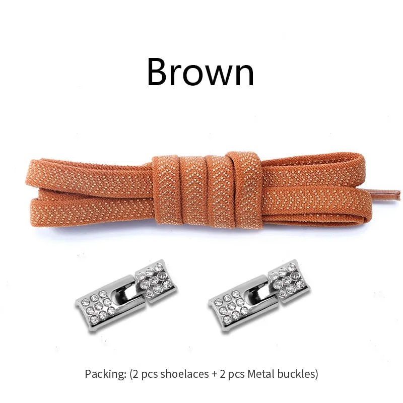 Trendy Elastic Shoelaces With Sparkly Cross Locks