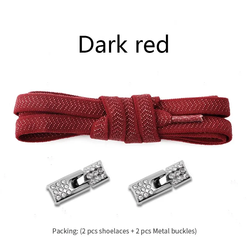 Trendy Elastic Shoelaces With Sparkly Cross Locks