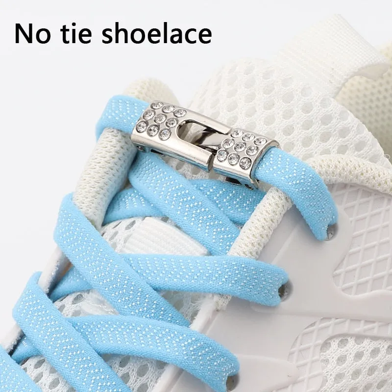 Trendy Elastic Shoelaces With Sparkly Cross Locks