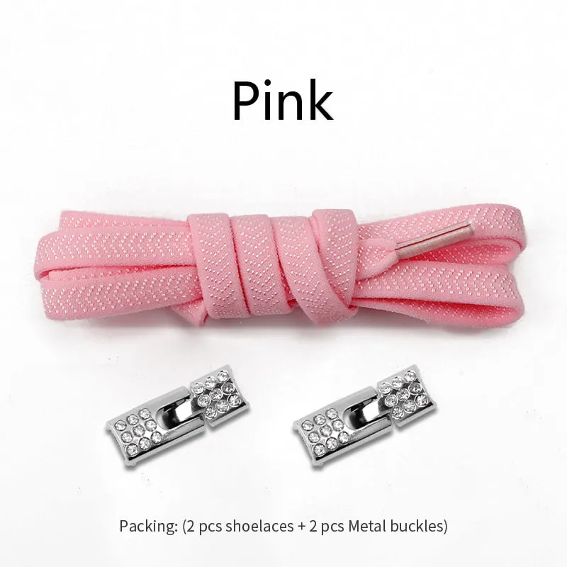 Trendy Elastic Shoelaces With Sparkly Cross Locks