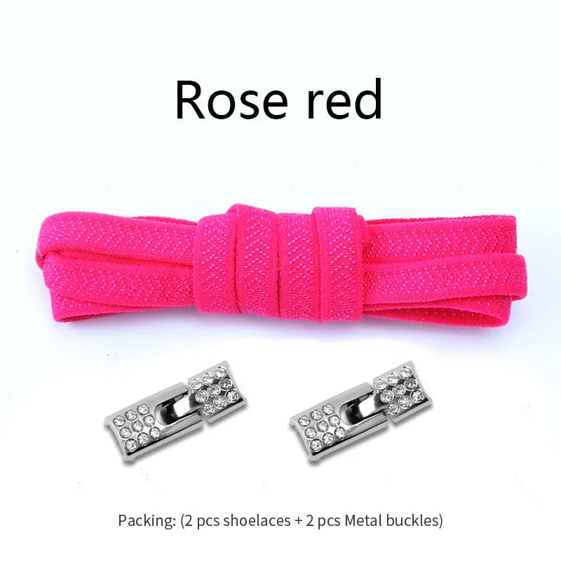 Trendy Elastic Shoelaces With Sparkly Cross Locks