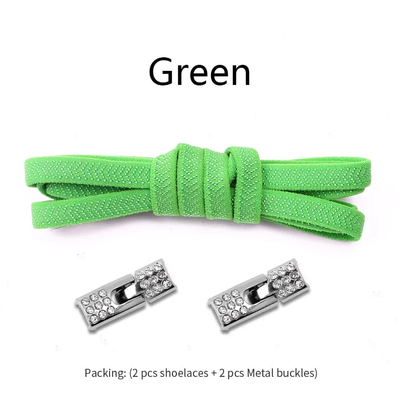 Trendy Elastic Shoelaces With Sparkly Cross Locks