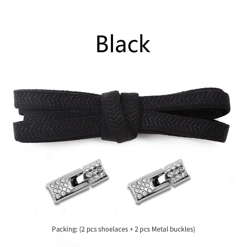 Trendy Elastic Shoelaces With Sparkly Cross Locks