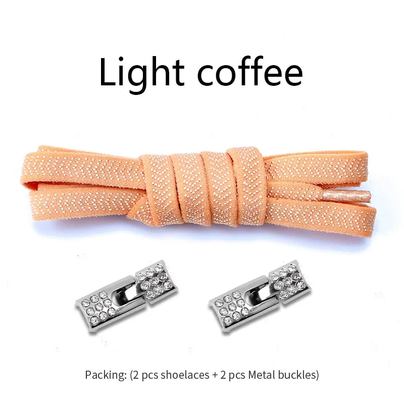 Trendy Elastic Shoelaces With Sparkly Cross Locks