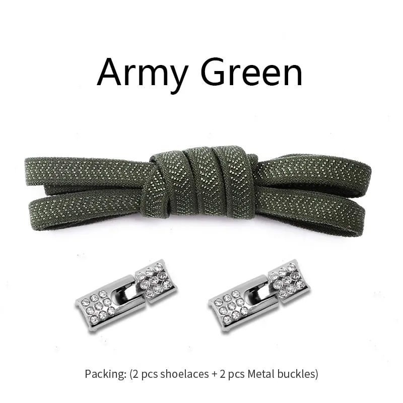 Trendy Elastic Shoelaces With Sparkly Cross Locks