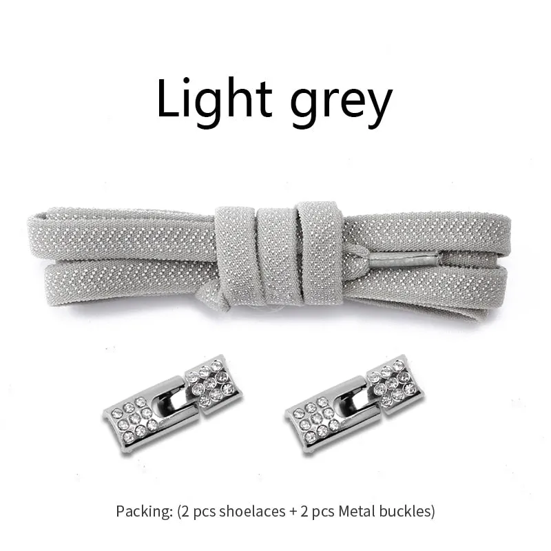 Trendy Elastic Shoelaces With Sparkly Cross Locks