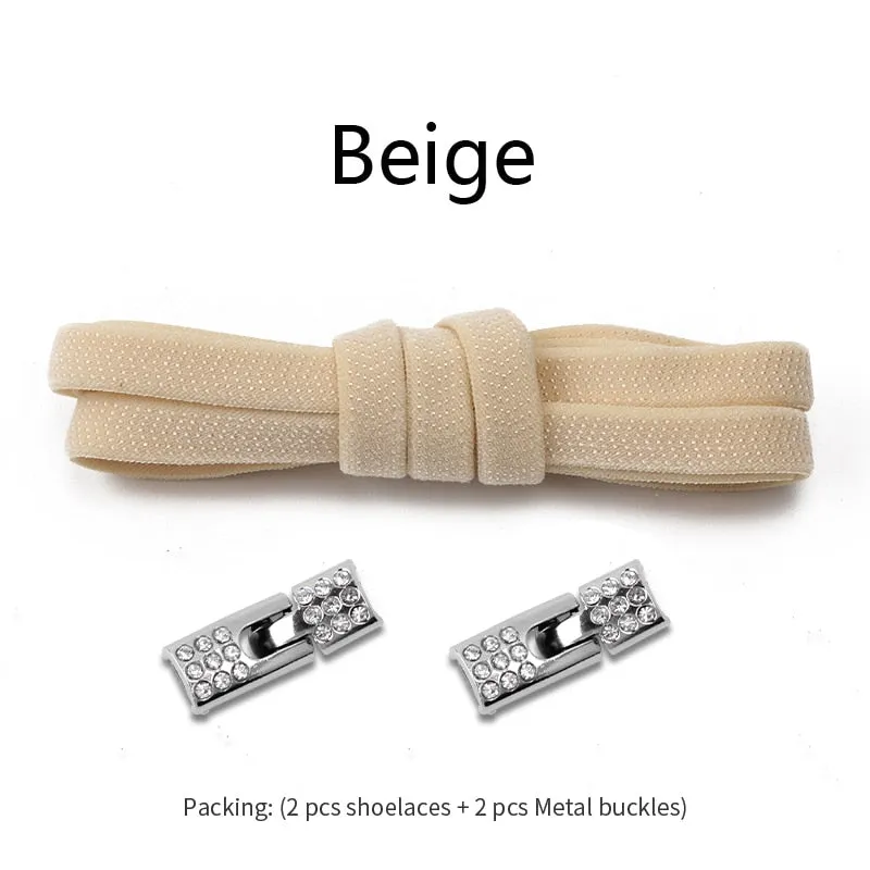 Trendy Elastic Shoelaces With Sparkly Cross Locks