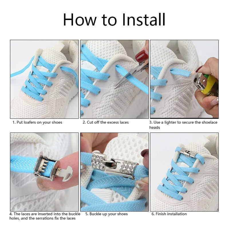 Trendy Elastic Shoelaces With Sparkly Cross Locks