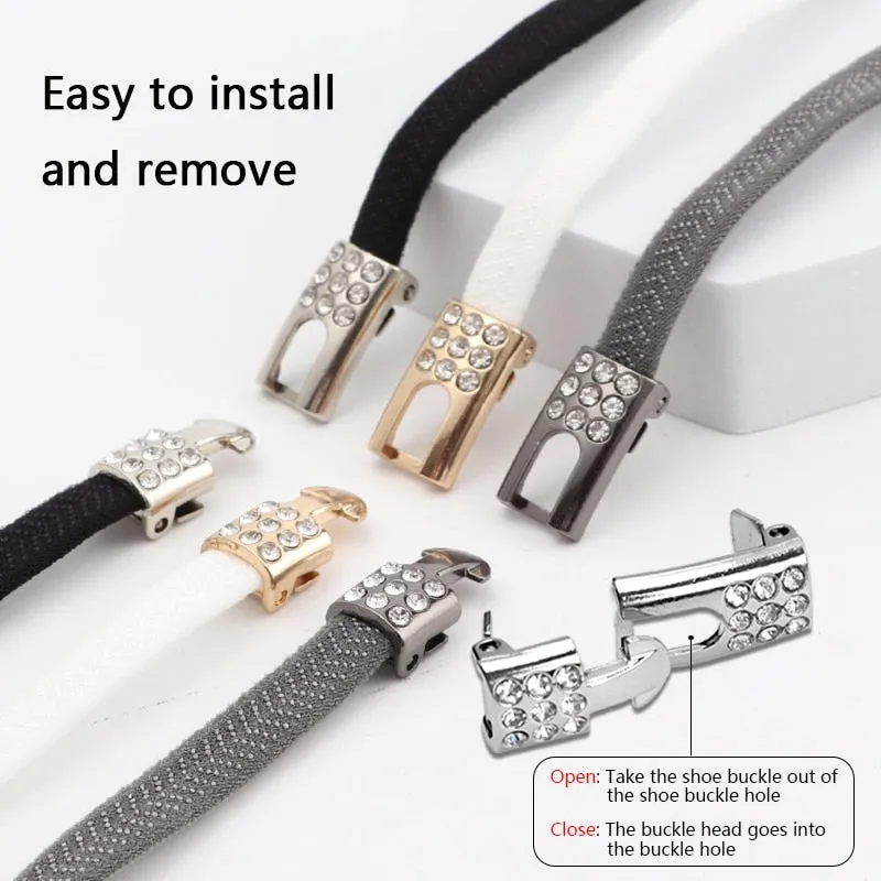 Trendy Elastic Shoelaces With Sparkly Cross Locks