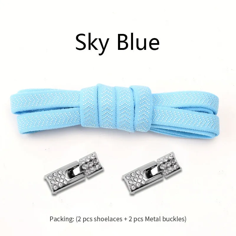 Trendy Elastic Shoelaces With Sparkly Cross Locks