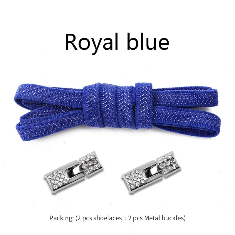 Trendy Elastic Shoelaces With Sparkly Cross Locks