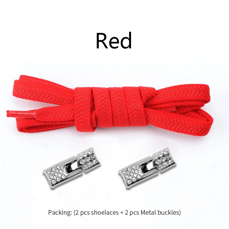 Trendy Elastic Shoelaces With Sparkly Cross Locks
