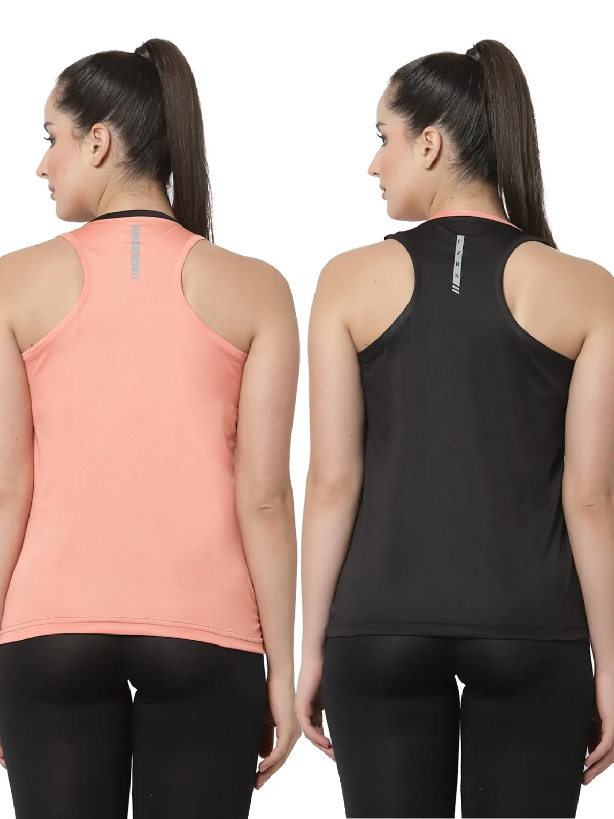 UZARUS Women's Dry Fit Workout Tank Top Sports Gym T-Shirt (Pack Of 2)