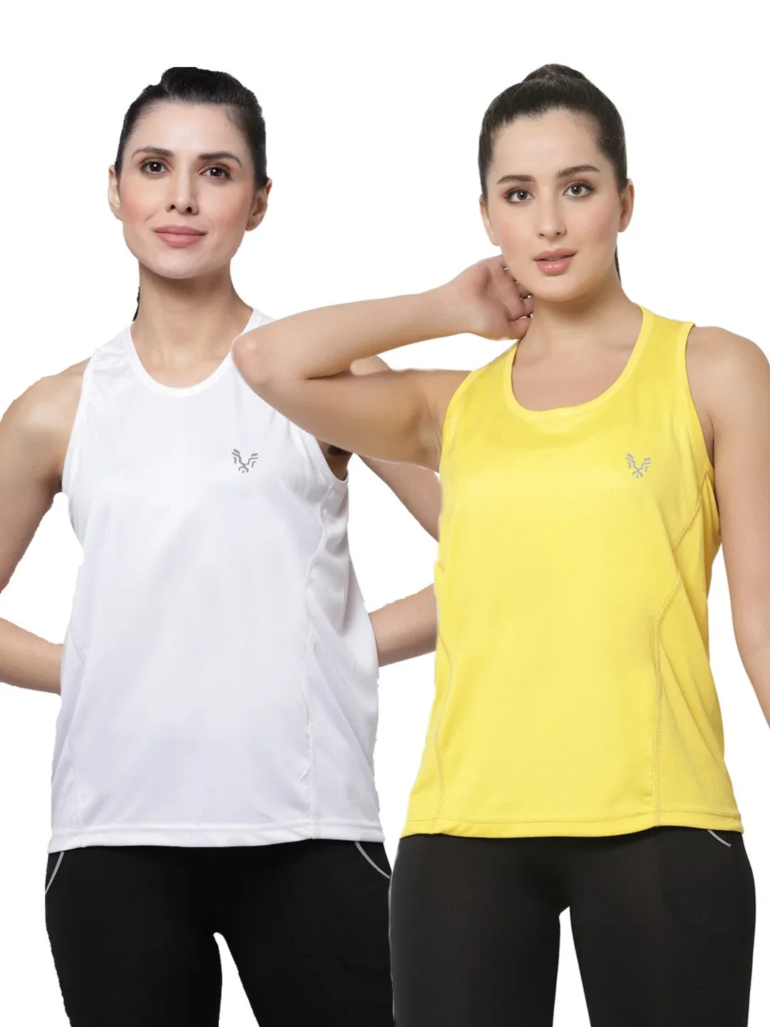 UZARUS Women's Dry Fit Workout Tank Top Sports Gym T-Shirt (Pack Of 2)