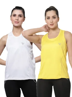 UZARUS Women's Dry Fit Workout Tank Top Sports Gym T-Shirt (Pack Of 2)