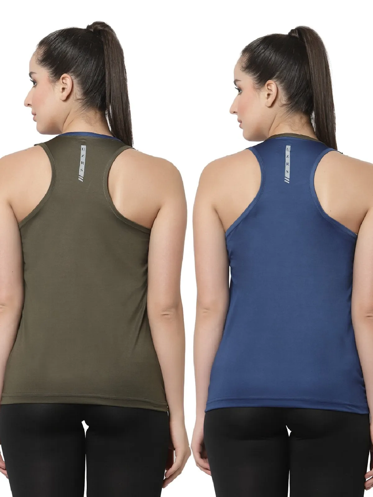 UZARUS Women's Dry Fit Workout Tank Top Sports Gym T-Shirt (Pack Of 2)