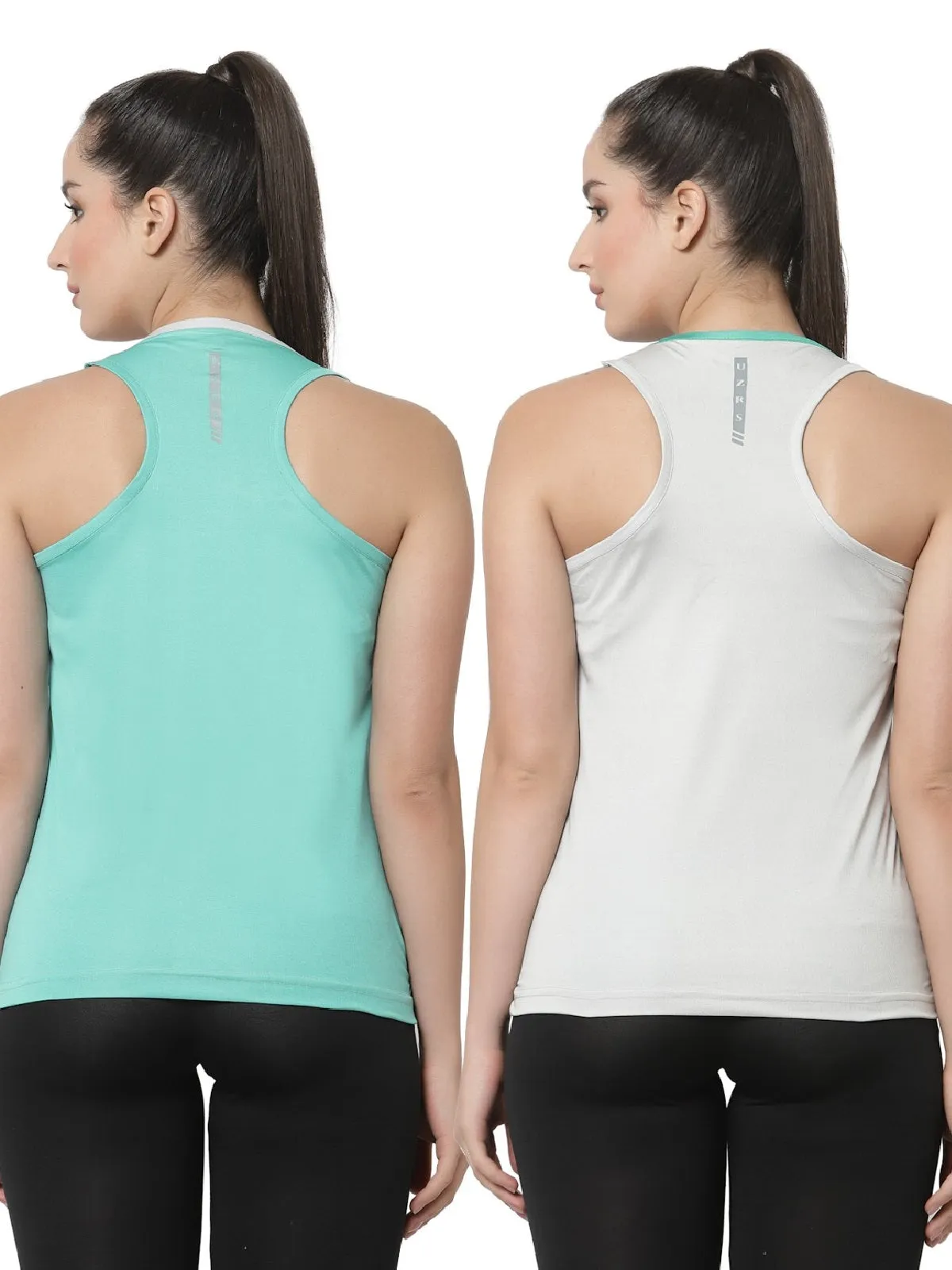 UZARUS Women's Dry Fit Workout Tank Top Sports Gym T-Shirt (Pack Of 2)